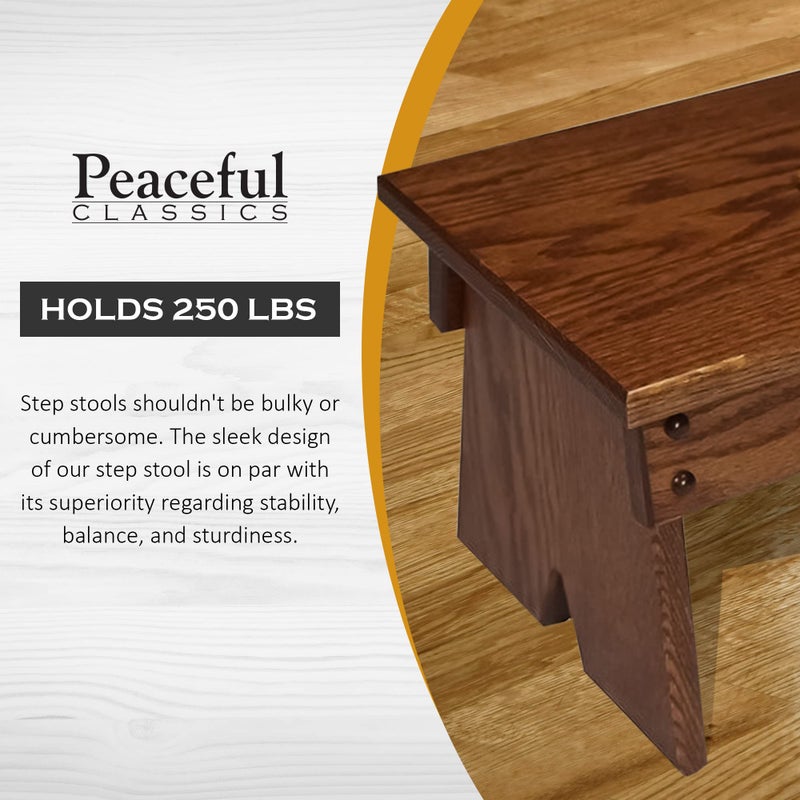 Peaceful Classics Step Stool - Amish Handmade Kids Step Stools - Bathroom, Bedroom, Living Room Or Kitchen Step Stool for Adults - Multipurpose Foot Stool Made of Solid Oak (9" High, Harvest) - Image 5